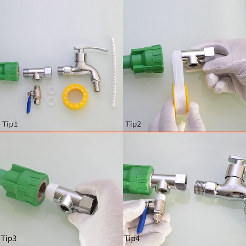 Ball Valve Fitting 3-Way Water Valves Connector 1/4'' 3/8'' 1/2'' Male/Female - Picture 6 of 19