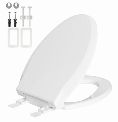 Hygie Rinse Elongated Toilet Seat Slow Close Cotton White Universal Fit