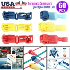 60PCS Insulated 22-10 AWG T-Taps Quick Splice Wire Terminal Connectors Combo Kit