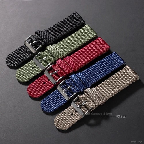 Watch Strap Band Two Piece Nylon Canvas Sailcloth Quick Release 20mm 22mm UK