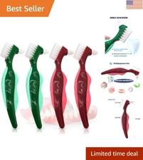 Set of 4 Durable Double-Sided Denture Brushes - Effortless Cleaning & Comfort