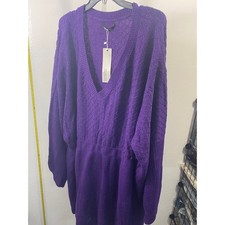 Bloomchic Purple V-Neck Cable Knit Empire Waist Sweater Dress Plus Size 30 NWT