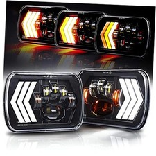 5x7 7x6 Inch H6054 Black LED Headlights H4 Sealed Beam 5x7 headlights