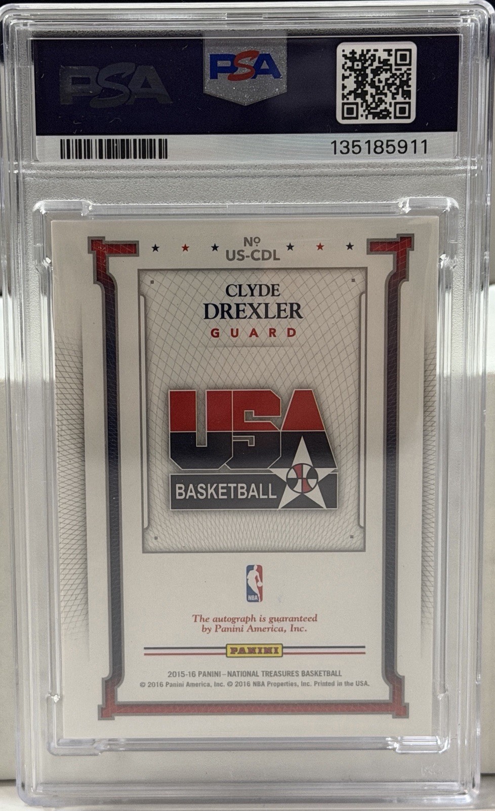2015 National Treasures USA Basketball Clyde Drexler Dream Team Auto /25 view 2