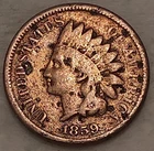 1859 Indian Head Cent - Penny - 1C - Grade VG/F - #14385