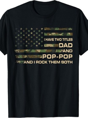 Plus Size Men's T-shirt, Casual Family-Oriented Design, American Flag & Camouf