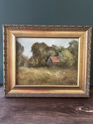 #ad “Memories” Original Oil Painting by Lynne Conrad Rustic Barn Landscape Signed $149.95