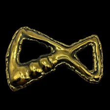 Vintage Brass Scarf Belt Slide Cast Metal Sculpture Abstract Brutalist Decor Art