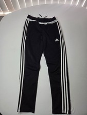 Adidas Joggers Girls 11/12Y Black with White Strip with Logo Climacool