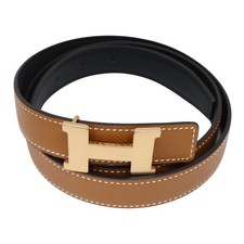 HERMES H Belt Epsom Leather 37 Gold Brown B Stamp 95cm