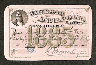 Nova Scotia Windsor & Annapolis Railway Railroad Annual Pass 1885