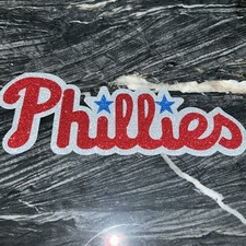 HUGE METALLIC PHILADELPHIA PHILLIES IRON-ON PATCH.10in