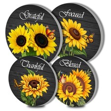 Electric Stove Burner Covers Sunflower And Butterfly Set Of 4 Round Stove Bu...