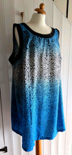 SIZE 24 BLACK EDGED BLUE OMBRE ANIMAL PRINT LONG LINE SLEEVELESS DRESS by EVANS