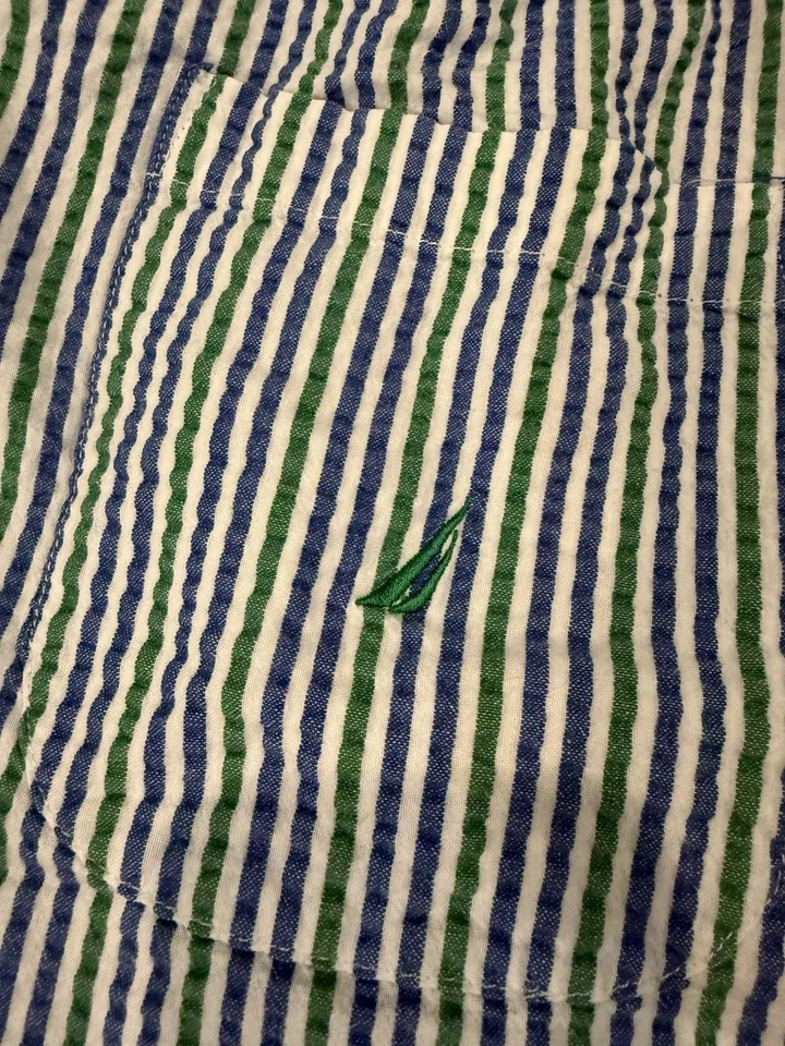 Pantalones de pijama para mujer Nautica talla mediana algodón azul verde rayas cordón Foto 4 de 4