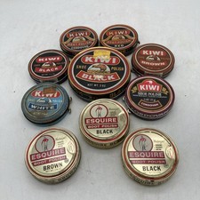 Vintage LOT of 10 Boot Shoe Polish Advertising Tins by Kiwi, Esquire