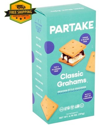 Partake Classic Graham Crackers Vegan, Gluten-Free, Crunchy Baked Snack, 6.75 oz