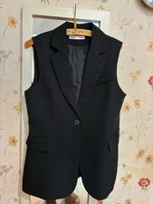 Damen Schwarze Blazer-Weste ärmellos elegant tailliert