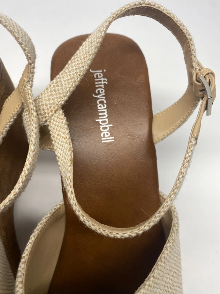 Sandalia de cuña con plataforma en cubierta beige talla 11 JEFFREY CAMPBELL para mujer Foto 2 de 4