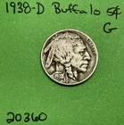 1938 D Buffalo 🦬 Indian Head Nickel 5c  Good