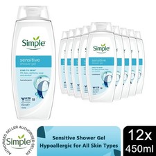 Simple Kind to Skin Sensitive Shower Gel Body Wash w/ Hypoallergenic 450ml, 12pk 4.81 per litre