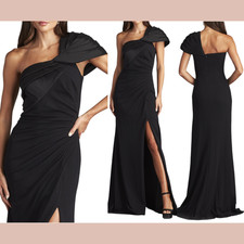 NWD 418 Tadashi Shoji Medium Rady Twist Drape One Shoulder Sheath Gown J1974