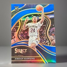 Jordan Hawkins Rookie Card Courtside Blue Prizm 2023-24 Panini Select #280. rookie card picture