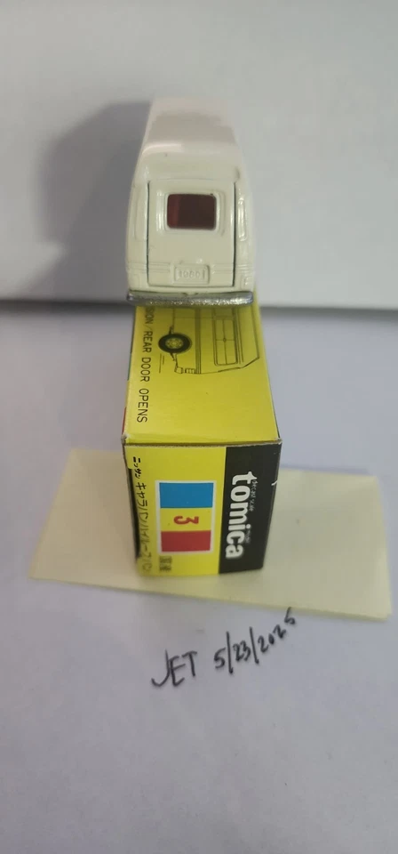 De colección Tommy Tomica Caja Negra #3 Blanco Nissan Caravan Furgoneta Techo Alto En Caja Japón Foto 3 de 4