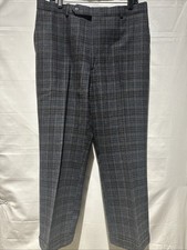 VTG Sansabelt Men s 100 Wool Trousers Sz 34x27 Gray/Blue Plaid USA Made