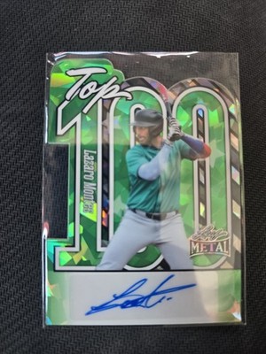 2025 Leaf Metal Lazaro Montes Top 100 Green Crystal Auto 1/6 Mariners SSP