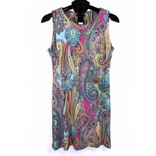 Tommy Hilfiger Womens Multi Color Paisley Sleeveless Shift Dress 8