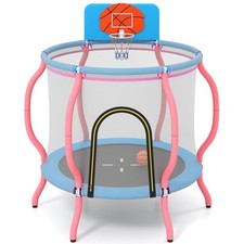48" Kids Trampoline Indoor  Outdoor Pumpkin Trampoline w/Basketball Hoop
