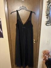 Victoria's Secret Maxi Gown Large Black Dress Long Nightgown Slip Sheer W Lace
