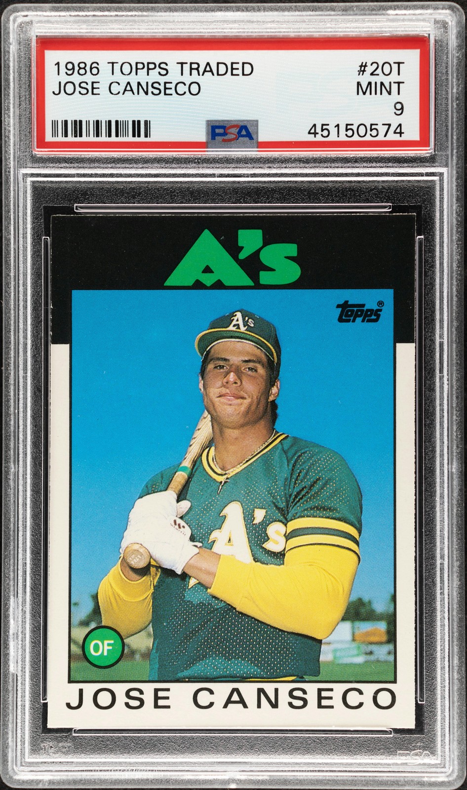1986 Topps Traded Jose Canseco #20T PSA 9