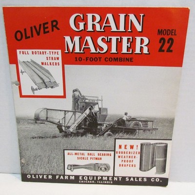 OLIVER GRAIN MASTER 10 FOOT COMBINE MODEL 22 VINTAGE DEALER BROCHURE CATALOG