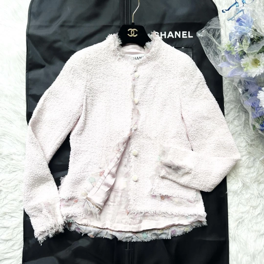 Chanel giacca sciarpa seta gelato tweed