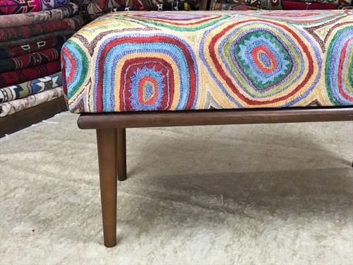 Handmade Kilim Upholstered Ottoman Footstool Piano Entryway Bedroom Bench - Picture 6 of 22