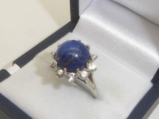 585 Weißgold 14K Gold Ring Goldring 4,43 g Lapislazuli RG 52 - 16,5 mm 8143