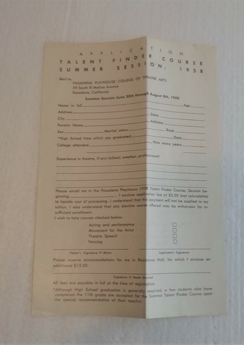 Vintage 1950's Pasadena Playhouse College of Theatre Arts - 1958 Course Brochure - Picture 4 of 4