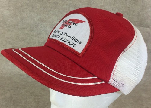 Vtg Red Wing Shoes Store Quincy Illinois Patch Snapback Mesh Trucker Hat - Picture 1 of 11