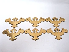 SET OF 6 LARGE CAST BRASS KEELER KEYHOLE COVERS ESCUTCHEONS BAT WING