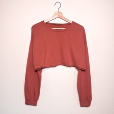 Womens Cropped PrettyLittleThing Pullover Sweatshirt Long Sleeve Cropped Top