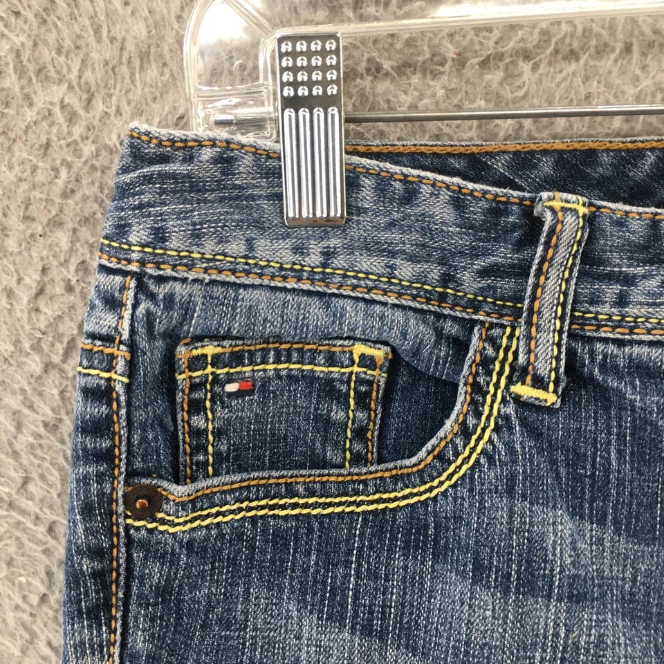 Tommy Hilfiger Skimmer Shorts Womens 2 Blue Denim Cotton Blend Low Rise Zip Fly - Image 2 of 4