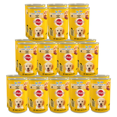 Pedigree Junior 24x400g Mit Huhn in Gelee Gesunder Start Für Welpen 1-12 Monate