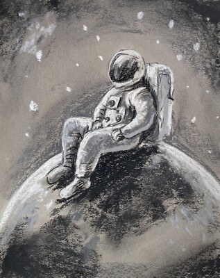 Pastel Painting Drawing Dorothy Laz Astronaut Space Cosmos