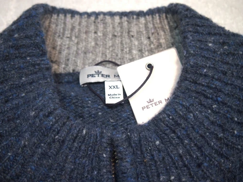 Peter Millar Wool Blend Tweed Quarter Zip Sweater NWT $278 XXL Blue - Picture 8 of 11