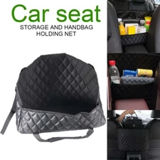 Advanced Car Net Pocket Handbag Holder PU Leather Between Car Seat Storage Black