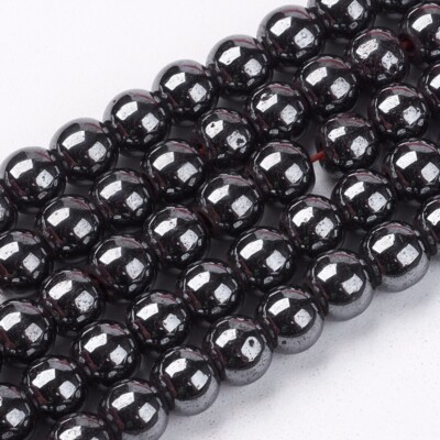 MAGNETIC Hematite ROUND Beads 6mm(71pc) or 8mm(52pc) or 9mm(48pc) or 12mm(35pcs)