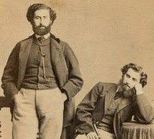 BEARDED, CURLY HAIRED BROTHERS. INTERESTING CDV BY FREDRICKS, N.Y.