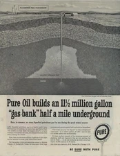 1958 Pure Oil Ad: Dollarhide, Texas Gas Field Cutaway Map of Liquefied Petroleum